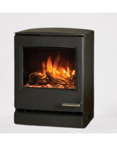 Gazco Yeoman CL5 Matt Black Electric Stove, Log Fuel Effect