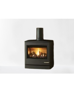 A Matt Black Contemporary styled Gas Stove, with clean lines and log effect fuel bed. A high efficiency Gas Log Burner.