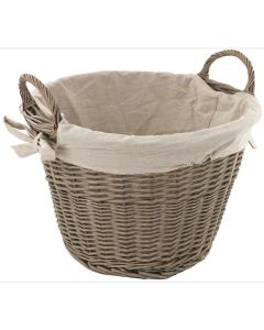 Grey Round Wicker Basket with Jute Liner