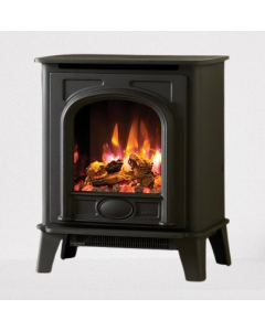 Gazco Stockton2 Small Matt Black Electric Stove, Fuel Effect Logs