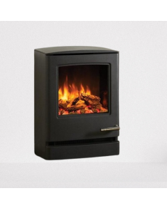 A Matt Black Contemporary styled Gas Stove, with clean lines and log effect fuel bed. A high efficiency Gas Log Burner.